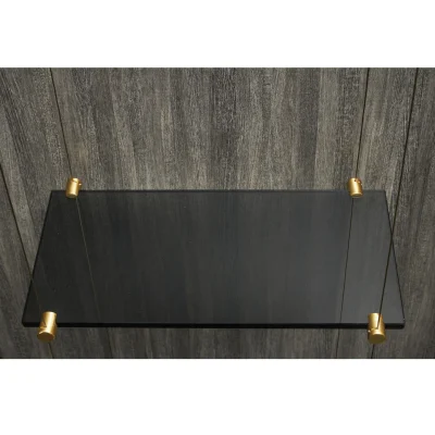 Grey-Glass-Shelf-with-Gold-Clips-Float-Shelving-Unit2 Float Glass Shelving Unit